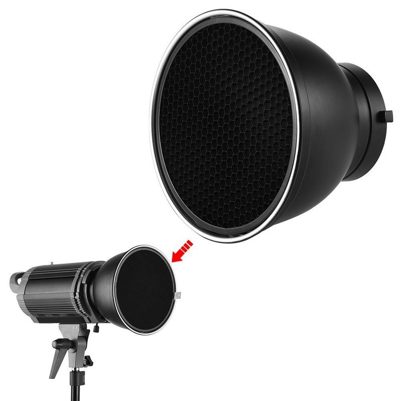 SUPON 7" Standard Reflector Lamp Shade Dish Diffuser with 20Â° /40Â°/ 60Â° Honeycomb Grid White Soft Cloth for Bowens Mount Studio Strobe Flash Light Speedlite - Image 4